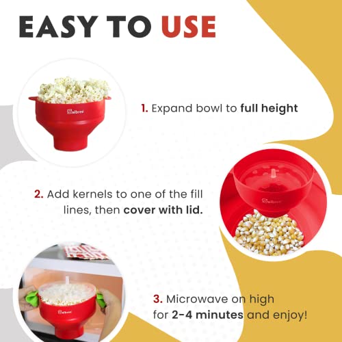 The Original Salbree Microwave Popcorn Popper Machine, Silicone Popcorn Maker, Collapsible Microwavable Bowl - Hot Air Popper - No Oil Required - The Most Colors Available (Turquoise)