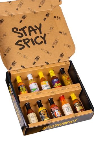 Hot Ones Hot Sauce Gift Box - 10 Natural Ingredients, Small Batch Variety Pack for Spice Lovers