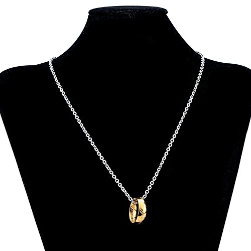 LUREME Engraved Gold Plated Stainless Steel Ring Pendant Chain Necklace A1000001