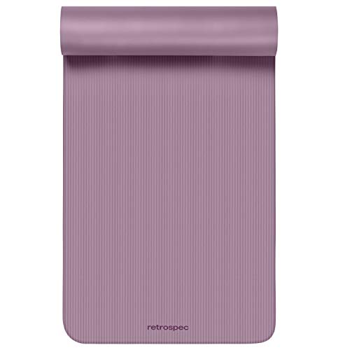 Retrospec Solana Yoga Mat 1/2" Thick w/Nylon Strap for Men & Women - Non Slip Excercise Mat for Yoga, Pilates, Stretching, Floor & Fitness Workouts, Violet haze