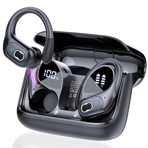 Wireless Earbuds 75hrs Bluetooth 5.3 Headphone Sport, 2024 Bluetooth Earbuds Stereo Deep Bass Over Ear Bud with Earhooks, ENC Noise Cancelling Mic, IPX7 Waterproof Earphone for Workout/Running