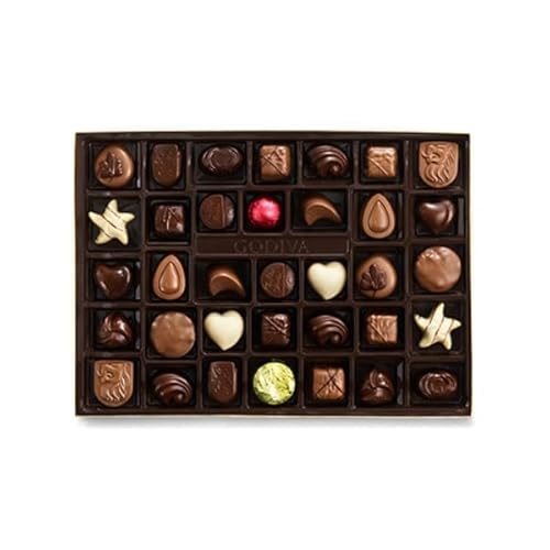 Godiva Chocolatier Gourmet Chocolate Gold Gift Box - 72-Piece Assortment with Ganaches, Nuts, Caramels, Pralines in Milk, White, Dark Chocolate Shells - Quality Assorted Chocolate Candy Box with Gold Ribbon