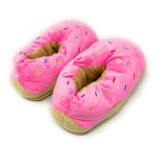 ooohyeah Women’s Fuzzy Food Hug Slippers, Cute Funny Cozy Non-Slip House Slippers for Women, Donut Judge Me, Shoe Size 5-6