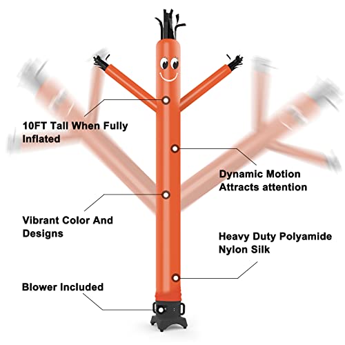 MOUNTO 10ft Inflatable Dancer Waving Tube Man Puppet for Store Sign (Orange)