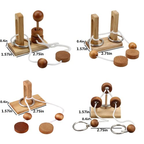 Brain Teaser Puzzle Wooden Threading Rope Loop Puzzle Luban Lock Brain Teaser Game Adult Kids Toy Puzzles for Adults (4)