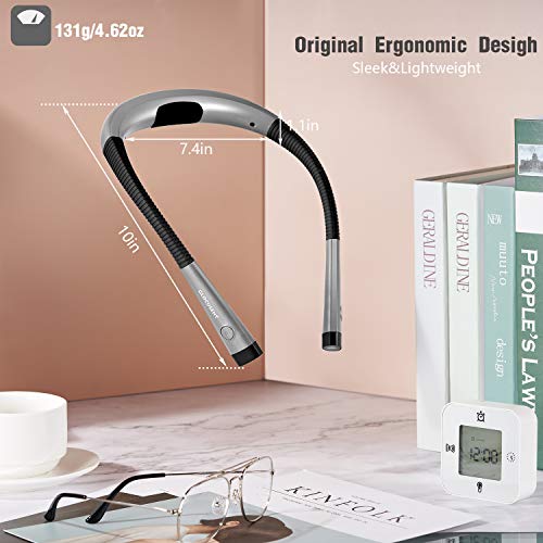 Glocusent Book Light, 3-Color & 6-Brightness Reading Light, Bendable Neck Light, 80-hr Lasting Rechargeable Lamp, Perfect Book Light for Reading in Bed, Knitting, Camping, Repairing, Book Lovers Gifts