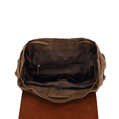 Genuine Leather Canvas waxed Backpack Travel Rucksack Laptop Bag