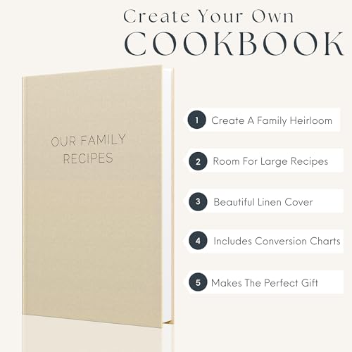 Blank Recipe Book To Write In Your Own Recipes - Family Cook Book Journal Notebook With Recipe Templates To Create A Personalized Cookbook - Table of Contents, Conversions & Thick Empty Pages - Beige