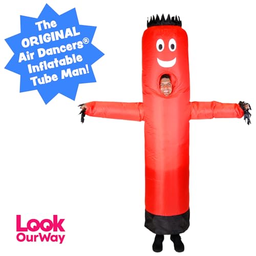 LookOurWay Inflatable Tube Man Costume - Wacky Wavy Arm Guy Funny Inflatable Halloween Costume for Adults - Red