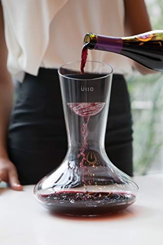 Ullo Wine Purifier with Hand Blown Decanter and 6 Selective Sulfite Filters, Restore the Natural Purity of Wine