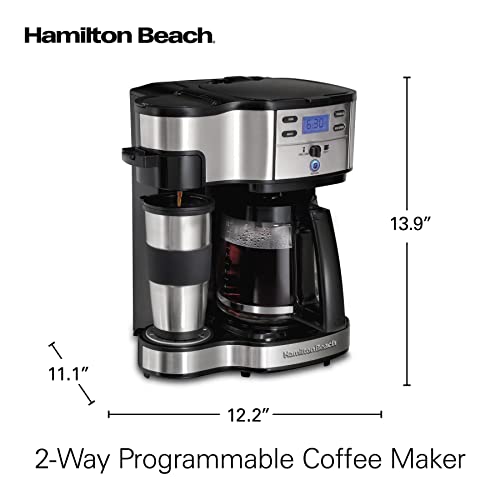 Hamilton Beach 2-Way 12 Cup Programmable Drip Coffee Maker & Single Serve Machine, Glass Carafe, Auto Pause and Pour, Black (49980R)