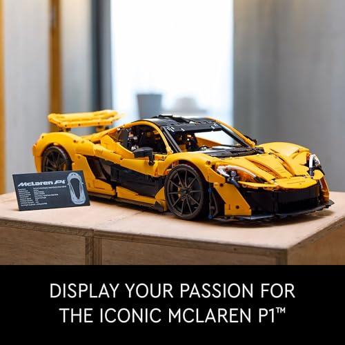 LEGO Technic McLaren P1 Hypercar Building Set, F1 Gift for Adults, Formula 1 Race Car Collectible Model with V8 Piston Engine and 7-Speed Gearbox, 42172