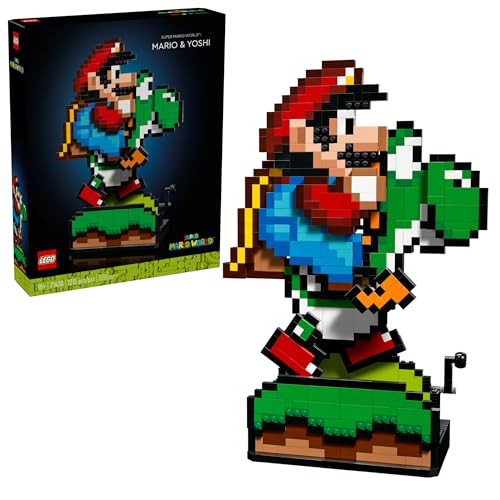 LEGO Super Mario World: Mario & Yoshi Nintendo Gift for Adult Fans, Mario Collectible Playset, Pixelated Nintendo Figures, Playful Display Model, Fun Room Décor, 71438