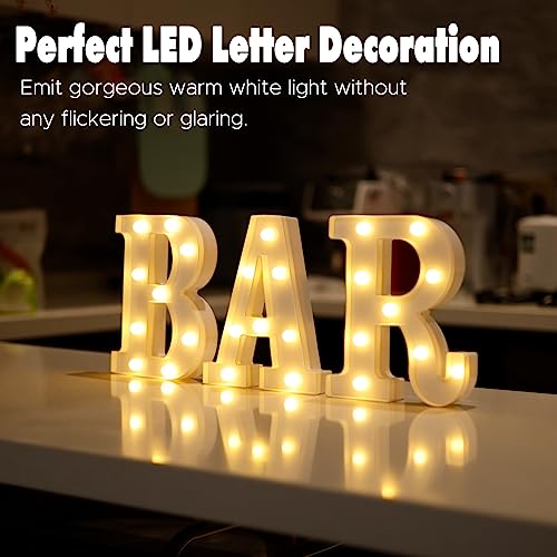 Dyingswan Led Light Up Letters, 26 Alphabet Marquee Letter Lights, Small Letters with Lights, Battery Powered Letter Sign Lights for Party, Table, Wall Decor (Letter A, Warm White)