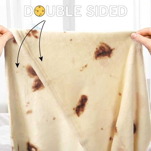 Zulay Giant Double Sided Tortilla Blanket with Burrito Gift Packaging - Novelty Blanket for Adults & Kids - Soft Flannel Round Tortilla Blanket for Indoors, Outdoors, Travel, Home - 60 Inches