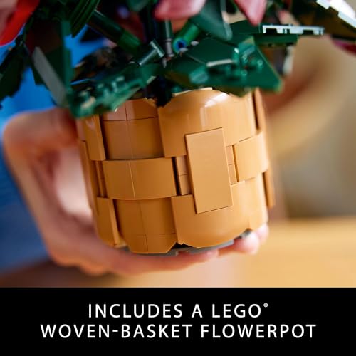 LEGO Icons Poinsettia Plant Decor Building Set, Holiday Centerpiece Table Decoration, Gift Idea for Flower Lovers, Christmas Décor, Botanical Collection, Grande Italia Plant, 10370