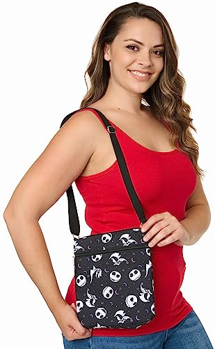 Disney Crossbody Bags For Women, Nightmare Before Christmas Gift, Jack Skellington Movie Black Vegan Small Sling Bag, Shoulder Bag, Travel Purses for Women, Everyday Halloween Passport, Adults & Teens