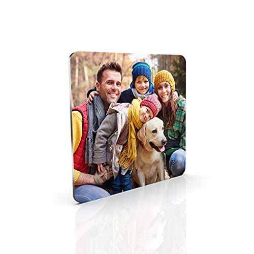 Smile Art Design Upload 2 Images Custom Magnet Glossy Metal Print with Your Photos 2 Piece Set Square Fridge Magnet Personalized Photo Collage Picture Photo Gifts Wedding Gift Kitchen Decoration