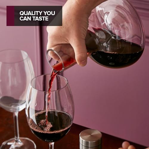 Modern Innovations Red Wine Decanter with Aerator Lid, Best Wine Decanter Gift Kit for Wine Lovers, Double Decanter Set for Wine, Wine Breather Carafe Decanter, Aerating Decanter, Glass Wine Saver