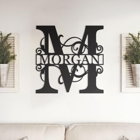 Custom Metal Name Sign - Split Letter Name Sign - Personalized Last Name Sign - Metal Family Name Sign - Door Hanger - Outdoor Metal Sign - Wedding Gift - Monogram