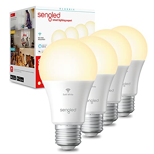 Sengled Alexa, WiFi, Smart Light Bulbs that Work with Alexa & Google Assistant,A19 Soft White(2700K)No Hub Required,800LM 60W Equivalent HighCRI)90,4Count(Pack of 1)