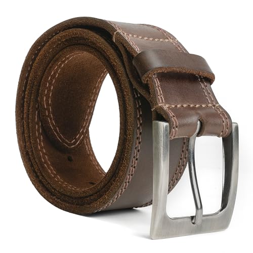 Hide & Drink, Men's Two Row Stitch Leather Belt Handmade :: Bourbon Brown (Size 32)