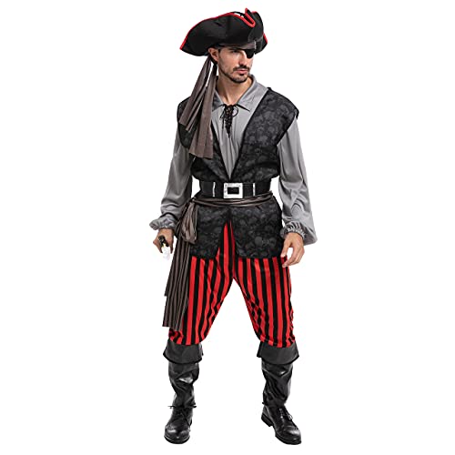 Spooktacular Creations Adult Men Pirate Costume for Halloween, Costume Party, Trick or Treating, Cosplay Party (X-Large)