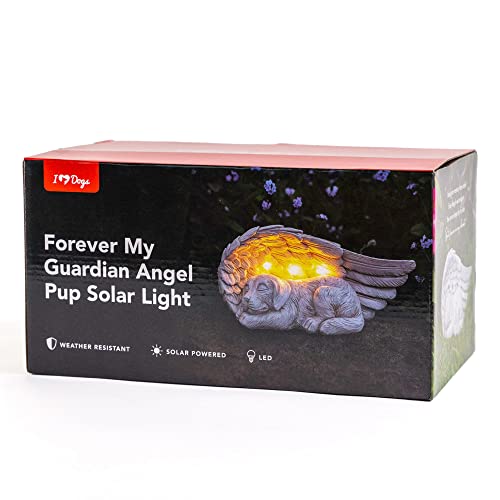 iHeartDogs Dog Memorial Gifts - Forever My Guardian Angel Garden Solar Light - Pet Memorial Stone