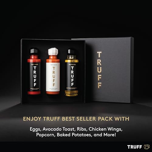 TRUFF Sampler Pack - Gourmet Hot Sauce Set of Original (6 oz), White Truffle Edition (6 oz), and Black Truffle Oil (5.6 oz), Unique Flavor Experiences with Truffle, 3-Bottle Bundle