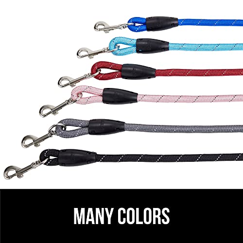 Gorilla Grip Dog Leash, Heavy Duty Reflective Rope Leashes for Large, Medium, Small Breed Dogs, Puppy Training Essential for Walks, Hikes, Soft Handle, Rotating Metal Clip, Waste Bag Dispenser, Pink