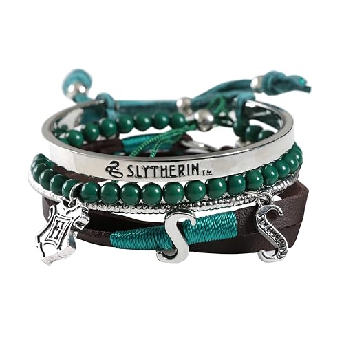 Bioworld Harry Potter Slytherin Charm Bracelet Friendship Bracelet Gift Set - 4 Pack multi-color