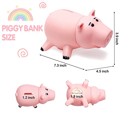 Piggy Bank, Cute Plastic Coin Bank for Boys and Girls, Unbreakable Pig Money Bank for Kids Gift (Pink)