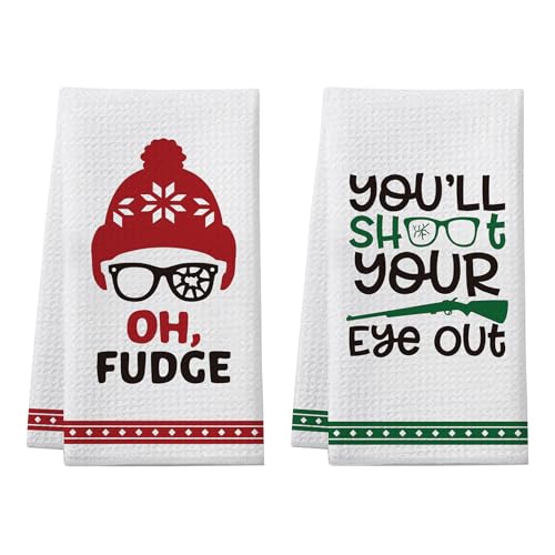 A Christmas Story Merchandise Gifts, 2 Pack Funny Christmas Kitchen Towels, Christmas Story Holiday Collection Decoration, Cute Christmas Home Kitchen Bathroom Decor, Novelty Xmas Gift for Women Men