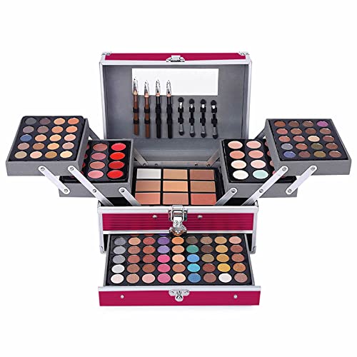 132 Color All In One Makeup Kit,Professional Makeup Case,Makeup Set for Teen Girls,Makeup Palette,Multicolor Eyeshadow Kit (006N1-Pink)