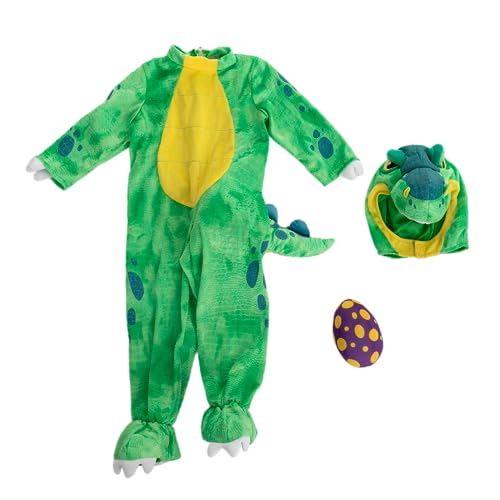 Spooktacular Creations Green T-Rex Costume, Dinosaur jumpsuit Jumpsuit for Toddler and Child Halloween Dress Up Party (3T (3-4 yrs))