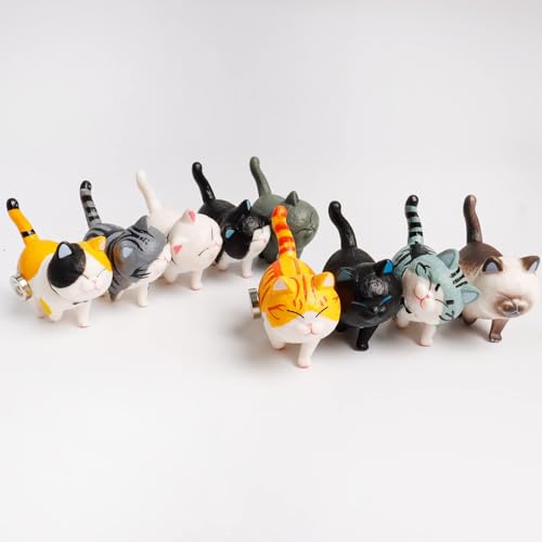 9 Style Cat Refrigerator Magnets, Fridge Cat Ornament for Home Kitchen Decor