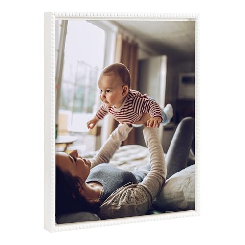 Kate and Laurel Sylvie Custom Printed Framed Canvas Wall Art, 16x20 White, Personal Canvas Print with Your Photos for Bedroom or Living Room Gallery Wall Decor | Printed and Hand Framed in the USA