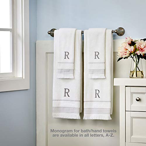 SKL Home Casual Monogram Bath Towel, R, 28x54, White