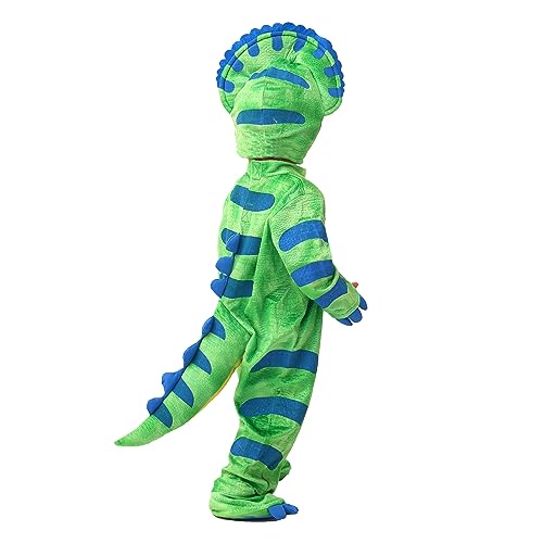 Spooktacular Creations Green Triceratops Dinosaur Costume with Toy Egg for Kid Halloween Dress Up DinosaurThemed Pretend Party (3T (3-4 yrs))