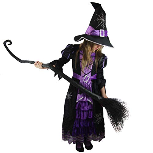 Spooktacular Creations Fairytale Witch Cute Witch Costume Deluxe Set with Broom for Girls (S 5-7)