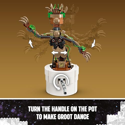 LEGO Marvel Dancing Groot, Guardians of The Galaxy Toy, Buildable Birthday Gift, Marvel Toy, Super Hero Hand-Operated Interactive Playset, Marvel Gift for Kids, Animated Groot Figure, 76297