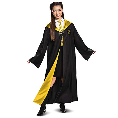 Disguise unisex adult Hufflepuff Costume Outerwear, Black & Yellow, Medium 38-40 US