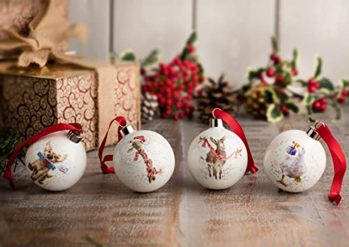 Royal Worcester Wrendale Designs Hanging Ornament | Special Delivery Bauble with Duck Motif | 2.6 Inch | Made from Fine Bone China | Hanging Christmas Tree Ornament