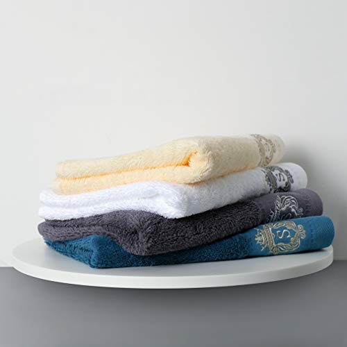 Sunshinejing 3-Piece Bath Towel Set - 55.1 x 28 Inch, 29.5 x 13.4 Inch, 12.6 x 12.6 Inch - 100% Cotton, Grey