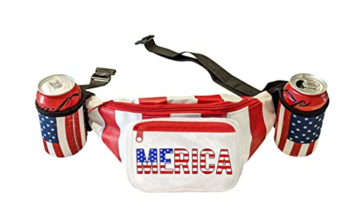 HandinHandCreations USA Merica Beverage Belt Fanny Pack Holster All American Classic Costume 4th of July