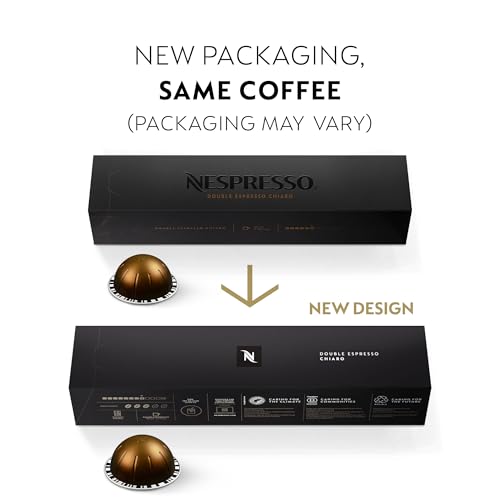 Nespresso Capsules Vertuo, Double Espresso Chiaro, Medium Roast Espresso Coffee, 30-Count Coffee Pods, Brews 2.7oz.