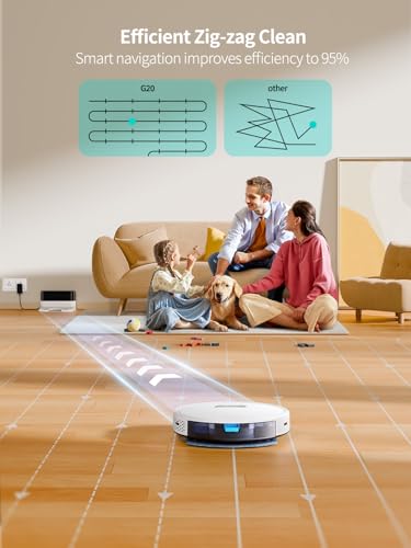 HONITURE Robot Vacuum and Mop Combo, 4000pa Strong Suction, G20 Robot Vacuum Cleaner with Self-Charging, 150Mins Max, App&Remote&Voice Control, Super-Slim, Ideal for Pet Hair