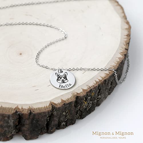 MignonandMignon Personalized Pet Gifts Custom Pet Jewelry Dog Necklace Cat Gift Custom Portrait Unique Gift LCN-AP (Silver)