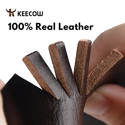 KEECOW Men's 100% Italian Cow Leather Belt Men With Anti-Scratch Buckle,Packed in a Box (1001-brown, 115cm (Pant Size:34-38))