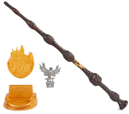 Wizarding World Harry Potter, 12-inch Magical Collector Albus Dumbledore Wand with Stand & Die-cast Icon, Magical Creatures Series